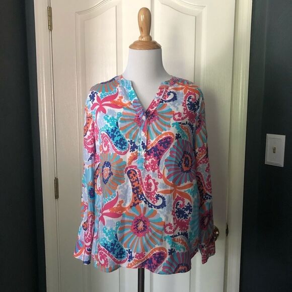 Talbots 100% Linen Floral Blouse - Picture 1 of 8